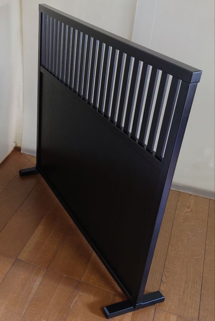 衝立　ブラック　格子状和風衝立　シンプル　１枚式パーテーション　ブラック塗装③