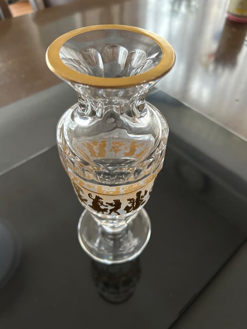 花瓶 (クリスタル 金色装飾)