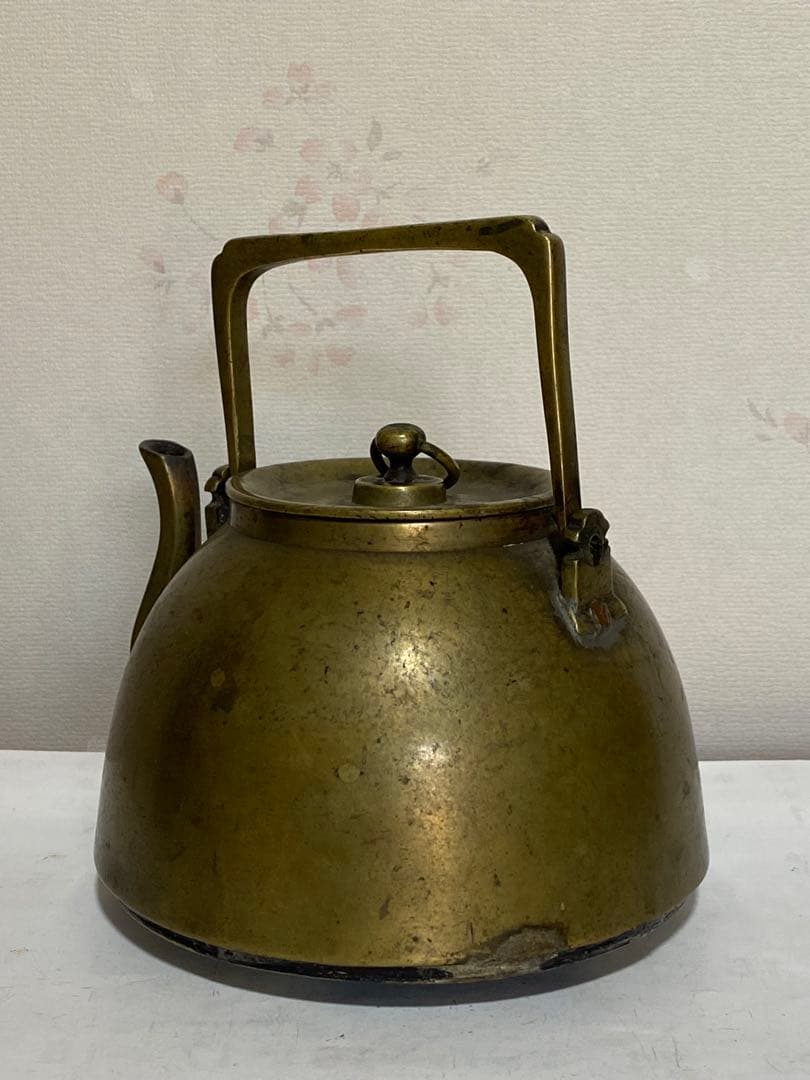 ♦中国清時代 真鍮製 薬鑵 薬缶 酒缶 茶器やかん 銅器銅製 珍物 古美術骨董品