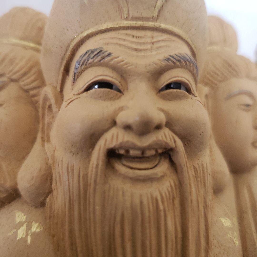 Ｂフライデー蔵出し特価仏像特上彫り香木 三面大黒天5寸立 眼入五穀豊穣 商売繁盛