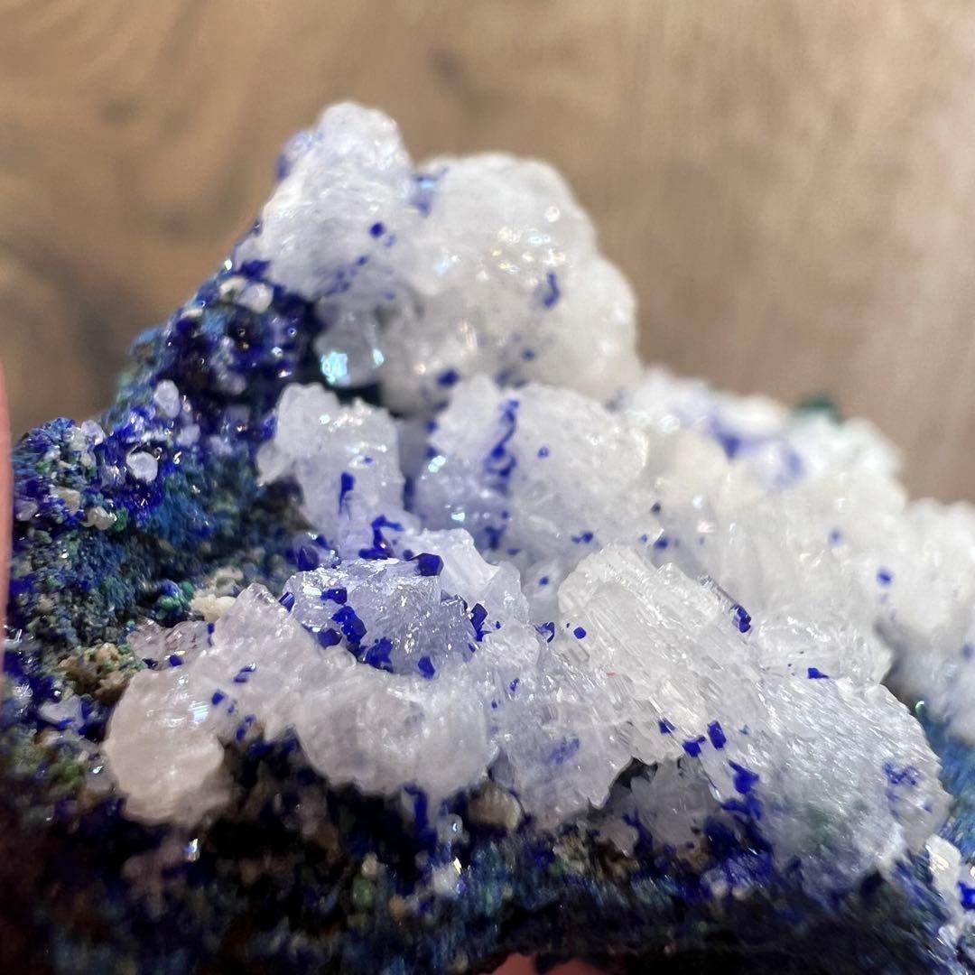 4種共生 スノーフレークセルサイト ダイオプテーズ アズライト 鉱物 標本 原石