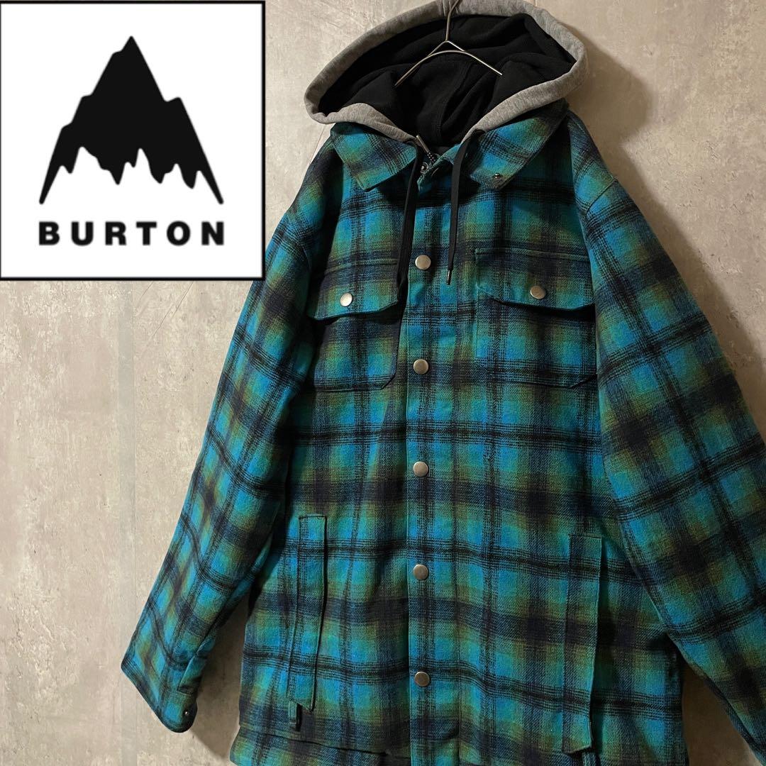 Burtonバートンスキーウェアスノーボードジャケットパーカー水色黒チェック柄