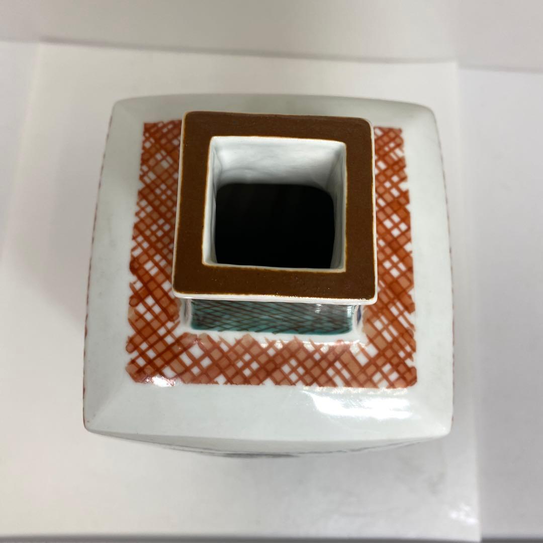 鈴木爽司　色絵花鳥図　角瓶　高さ約29.5㎝　東さ8-0107①