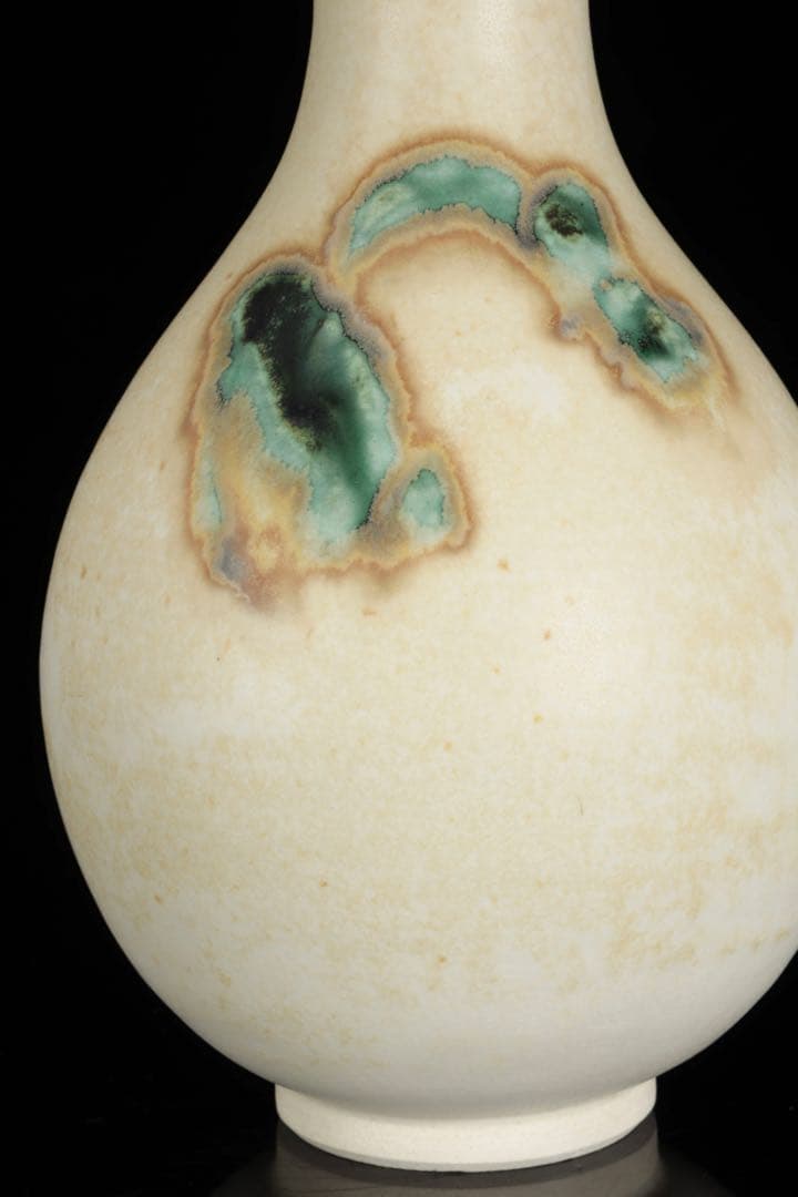 日展参与 【土肥刀泉】 琅瓷草花文花瓶 花器 壺 共箱 栞付 古美術品 骨董品