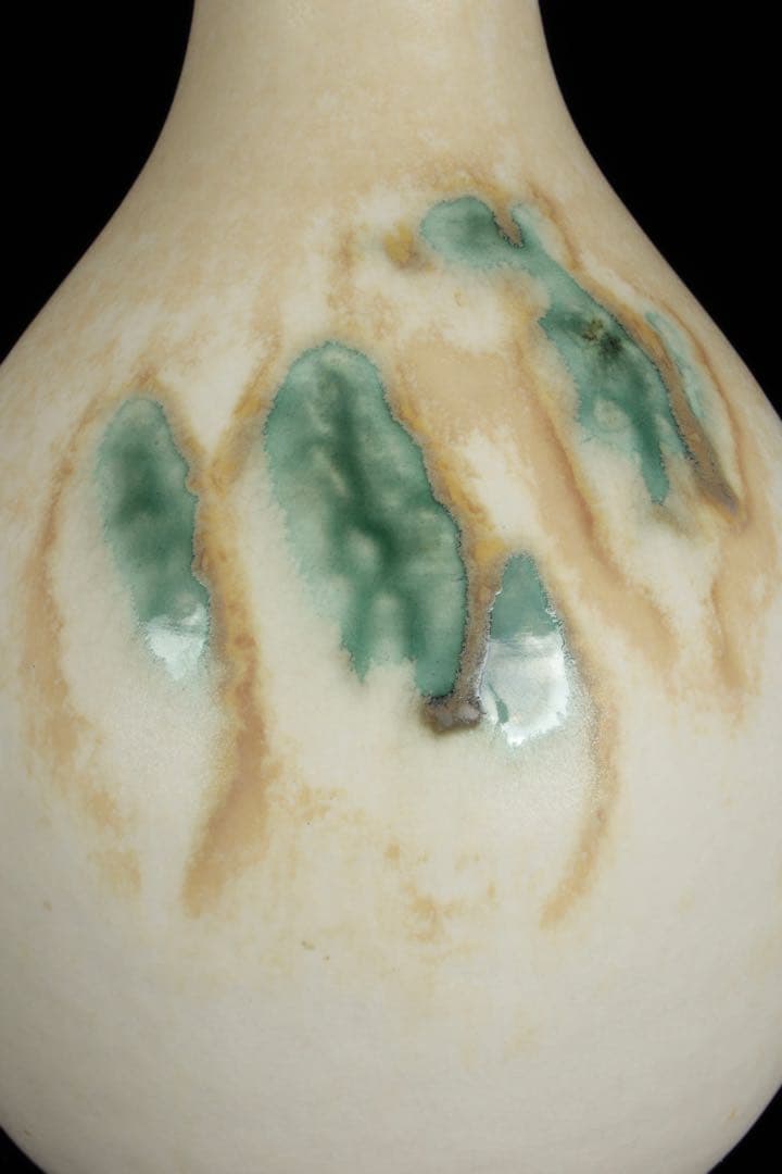 日展参与 【土肥刀泉】 琅瓷草花文花瓶 花器 壺 共箱 栞付 古美術品 骨董品