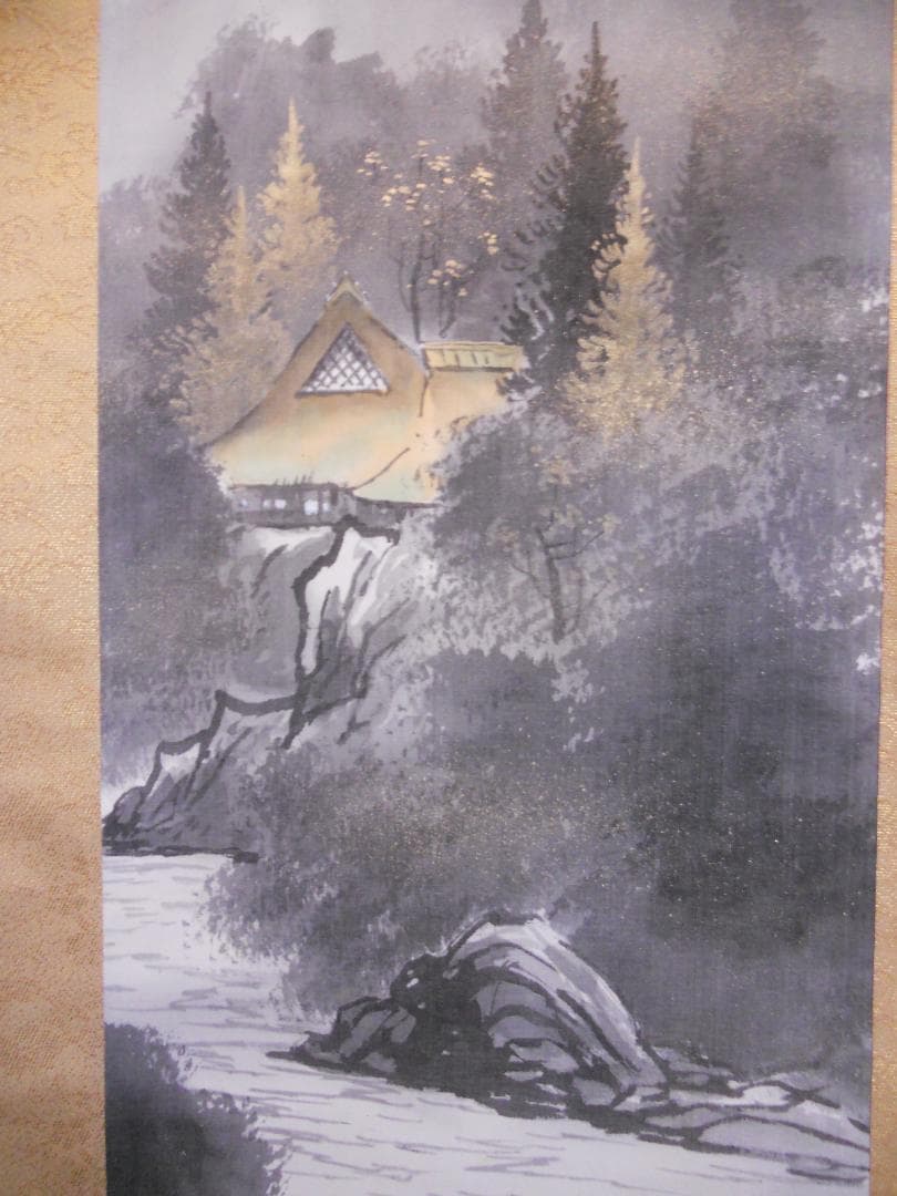 掛け軸 郡賜泉 山邨晴日 絹本 希少 軸装 茶道具 掛軸 新品 未使用 です。