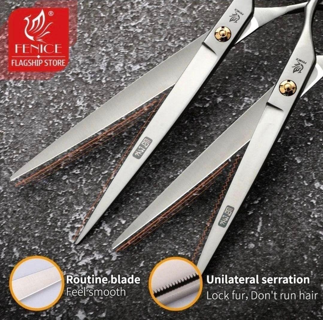 新品★フェニーチェ ストレートシザー★ギザ刄★トリミングばさみ★7インチ