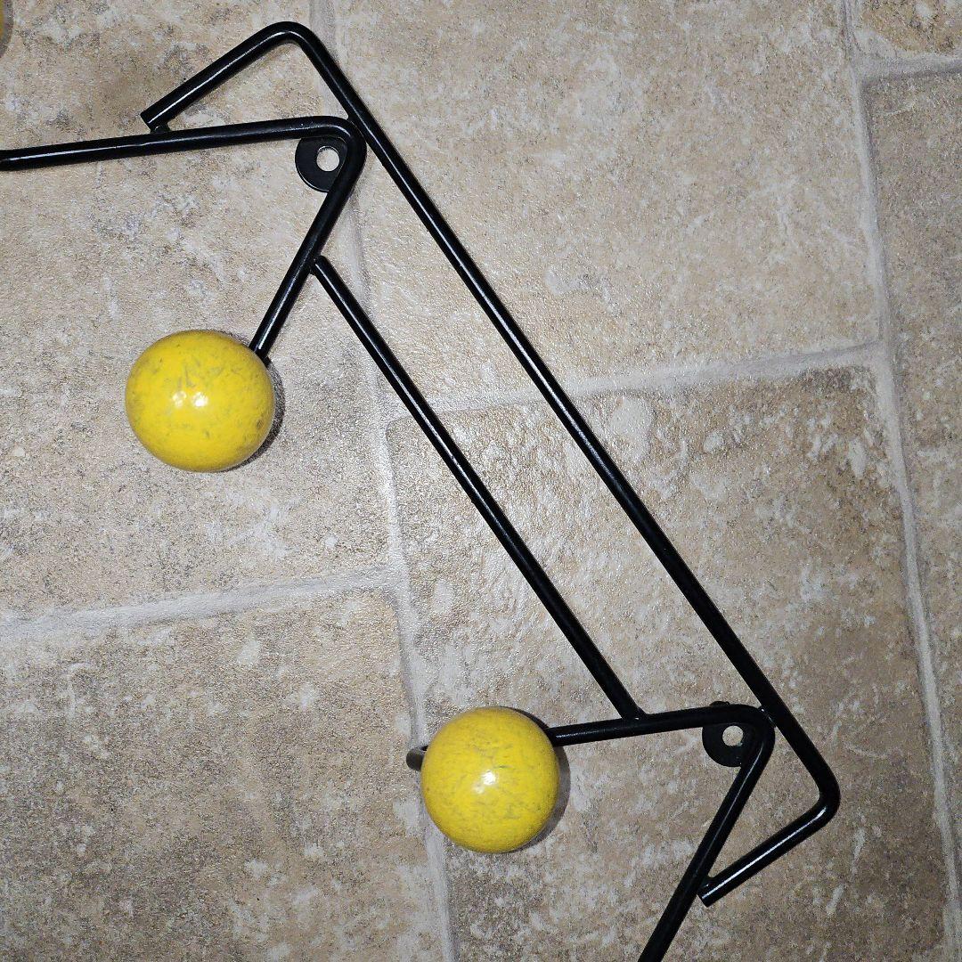 アンティーク モダン 1960S ヴィンテージ コートラック ウォールフック 黄