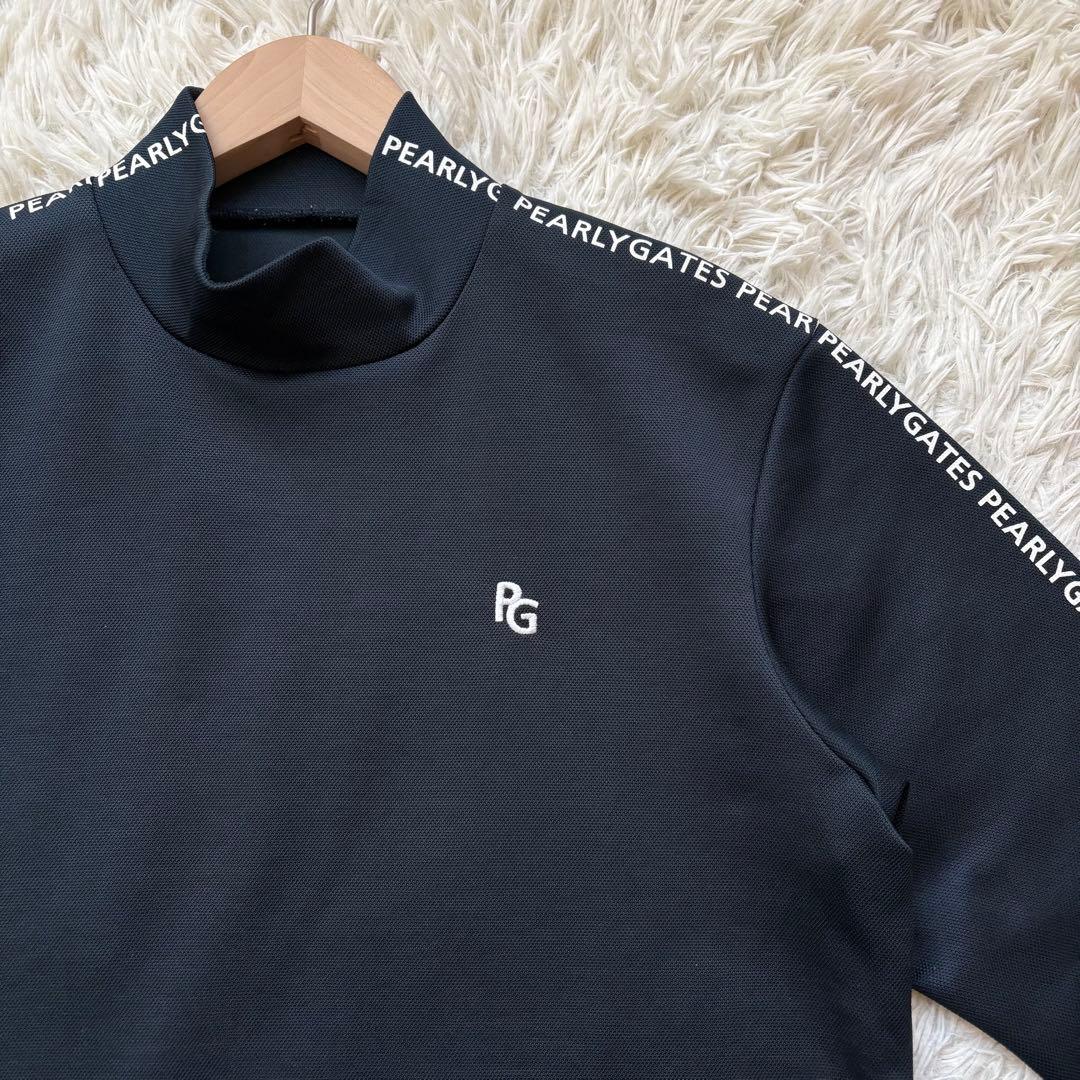 極美品✨パーリーゲイツ モックネックシャツ 長袖 春秋冬用 ロゴライン 刺繍 6