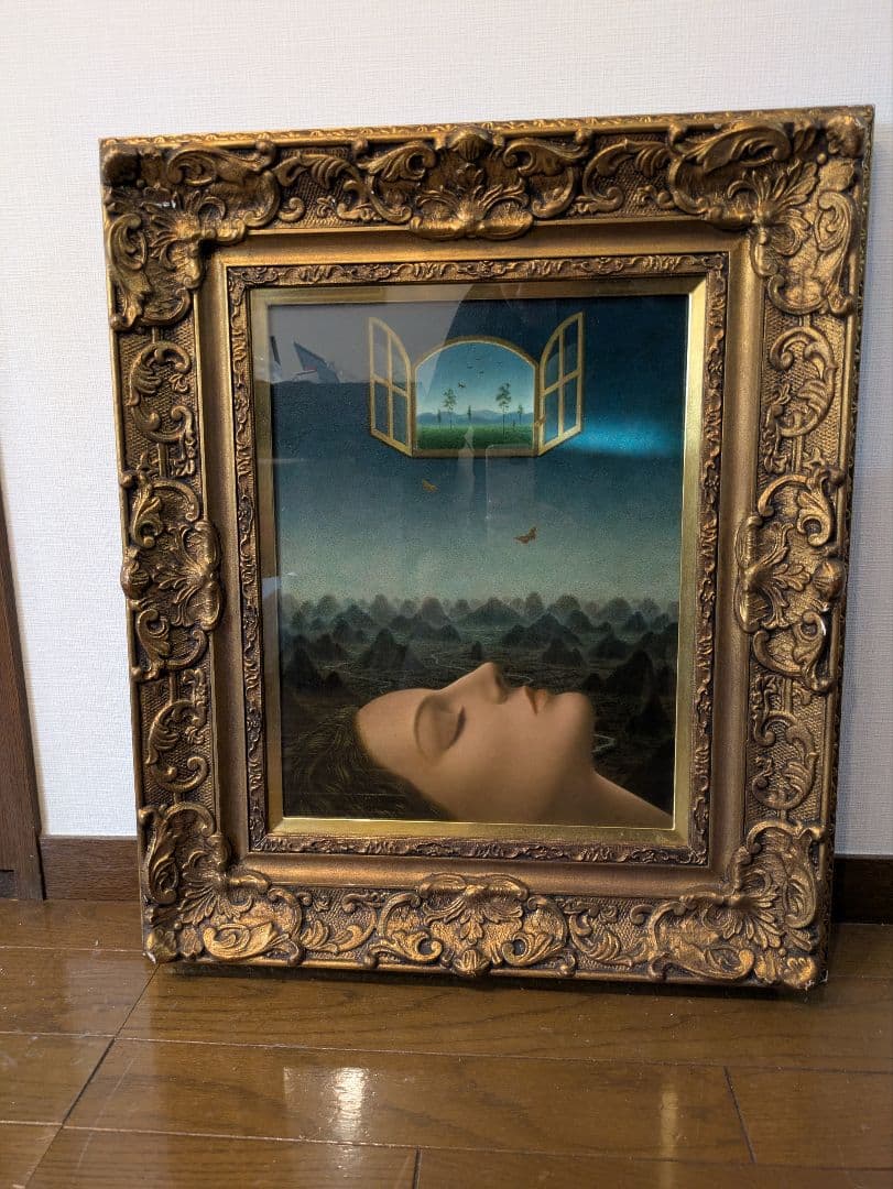 相馬武夫 テンペラ画 人物画 シュールレアリスム風 サイン有 額装