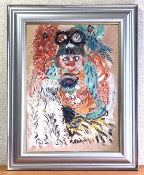 梅原龍三郎「桃太郎」（共シール）額装２０号●油彩画作品 共シール 大迫力です！●