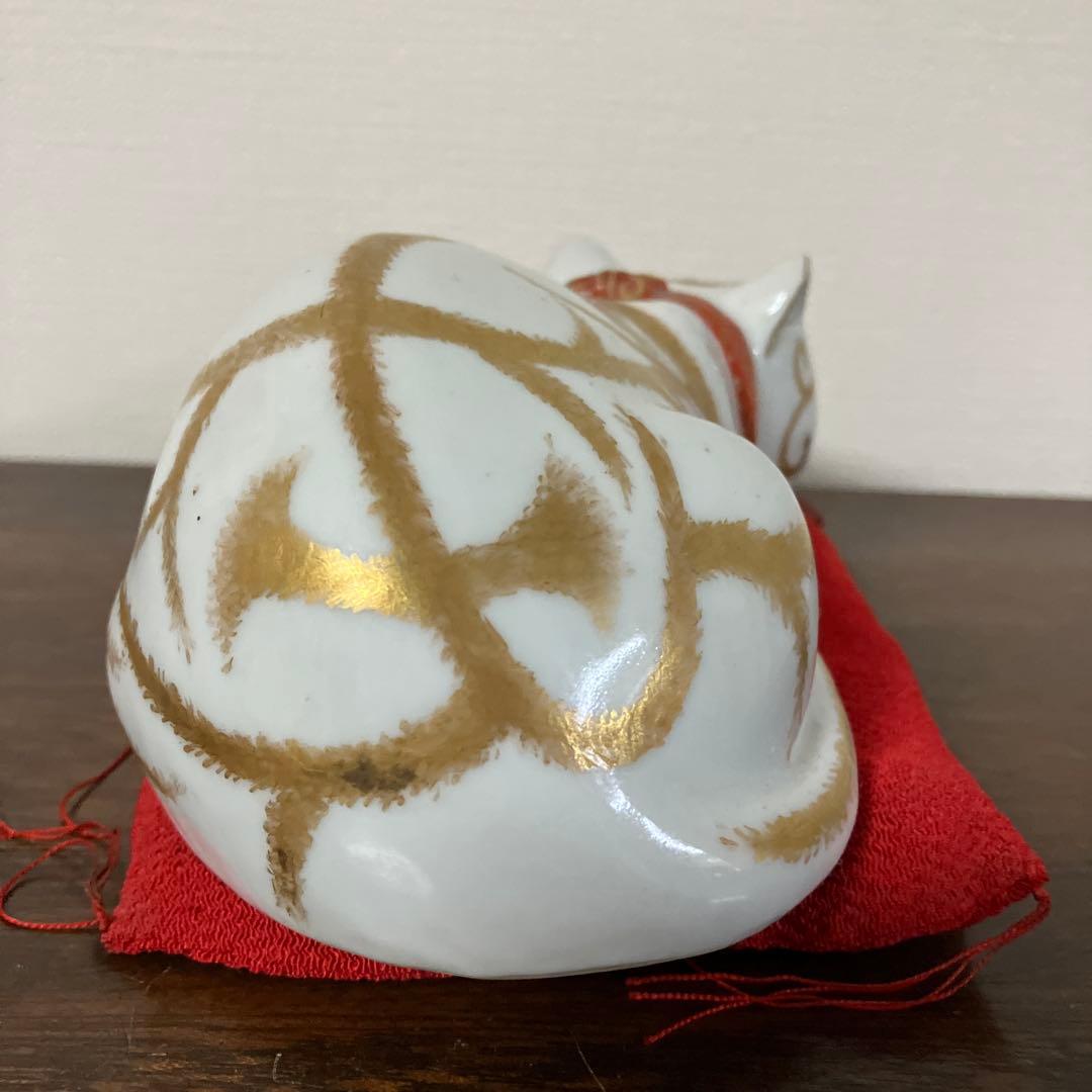 ☆眠り猫　明治後期　九谷焼☆