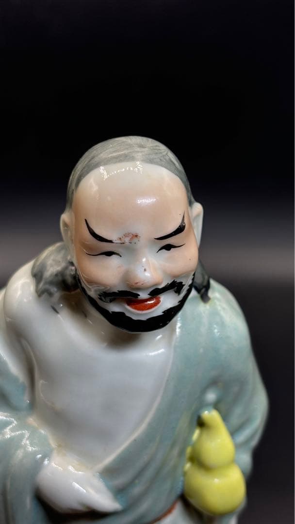 中国美術 古玩 色絵陶人形 陶器人形 高さ約24cm 置物 オブジェ 古董品