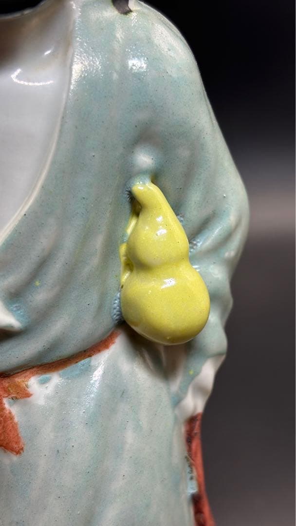 中国美術 古玩 色絵陶人形 陶器人形 高さ約24cm 置物 オブジェ 古董品