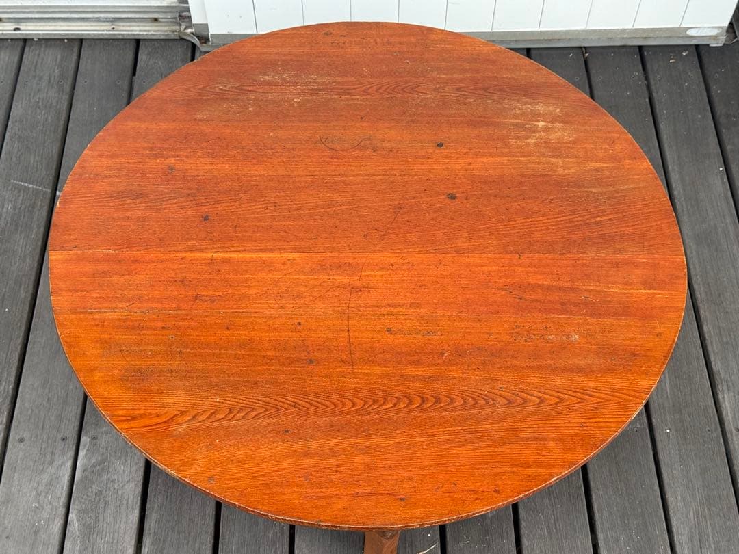 ちゃぶ台 昭和レトロ 木製 円形 ローテーブル 当時物（送料8600円込）