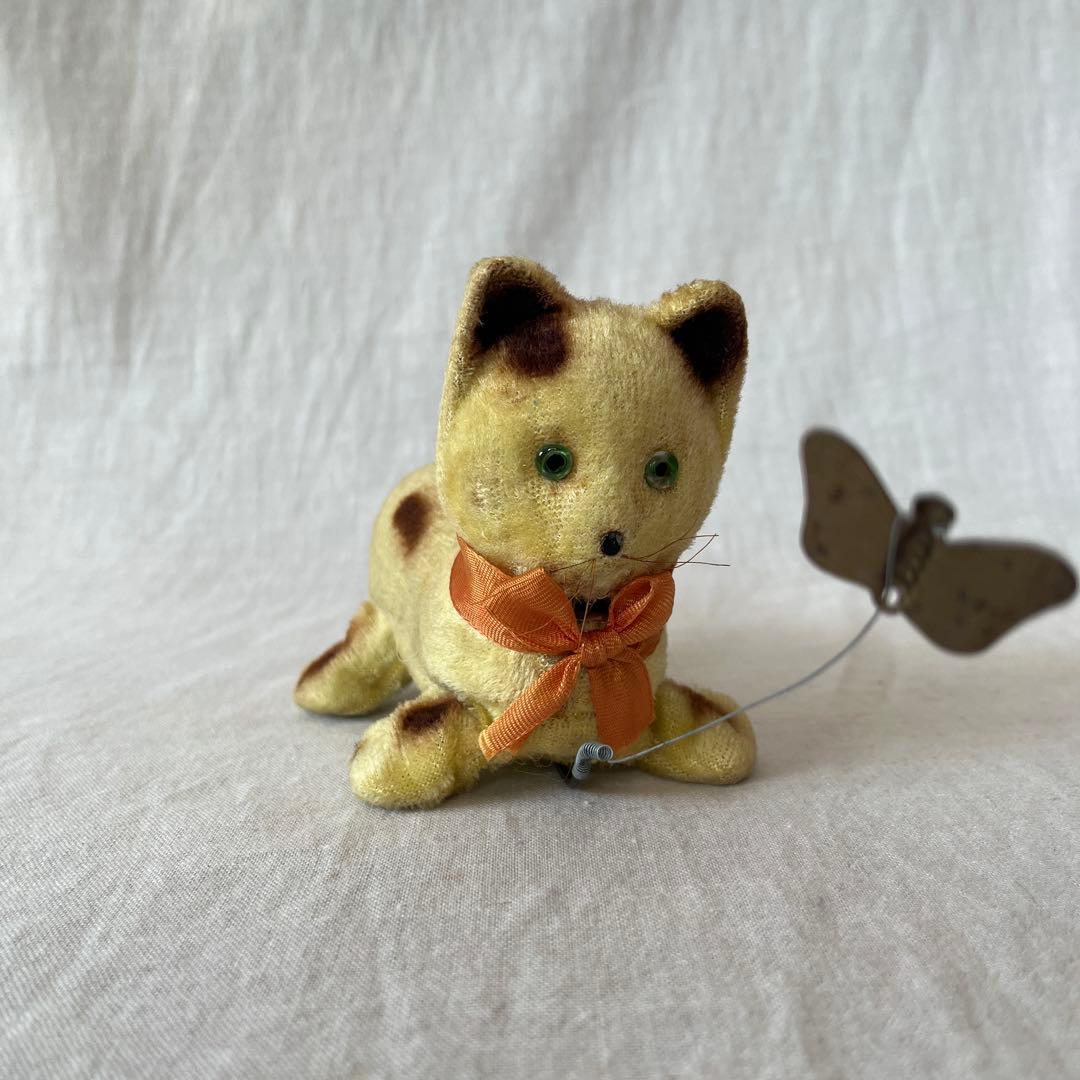 レア　アンティーク　ぜんまい　ねこ　蝶　ぬいぐるみ