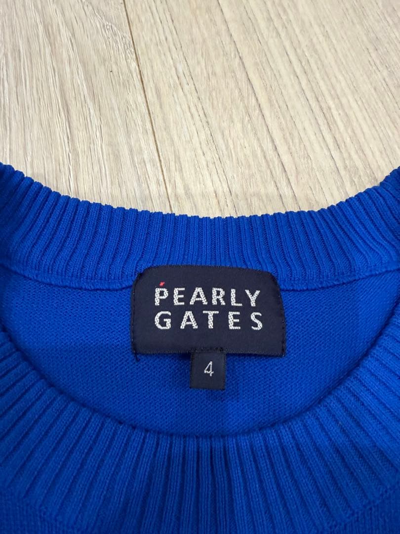 PEARLY GATES ニット セーター メンズ サイズ4 ワッペン ブルー