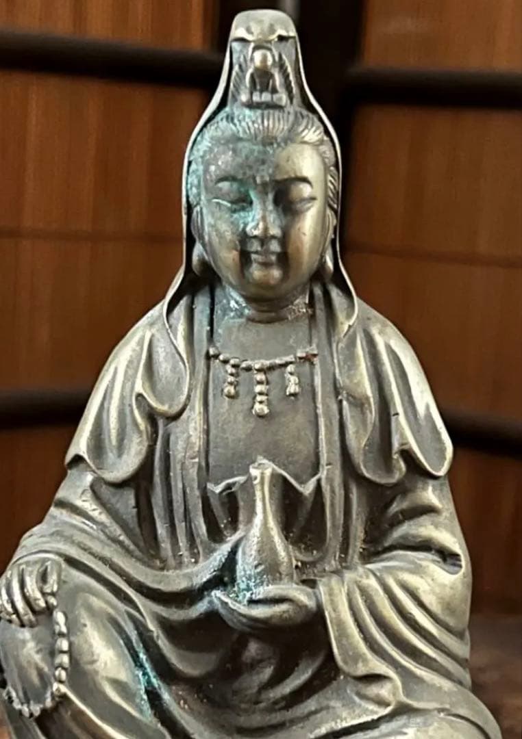 中国仏教美術 古黄銅 観音像 仏像 大明宣徳年製