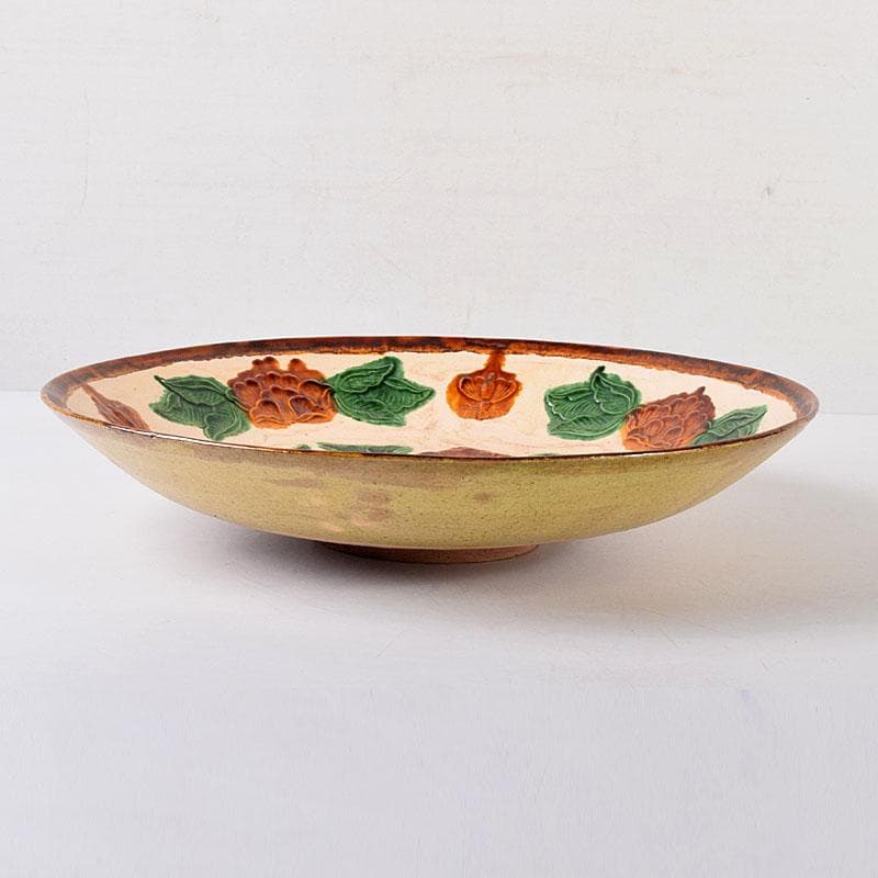 中国　唐三彩　花文　大皿　飾皿　直径約31㎝　V　R8014C