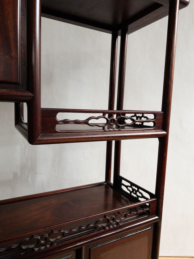 茶箪笥　天然木　茶棚　和室家具　彫刻　高級家具　ビンテージ　アンティーク