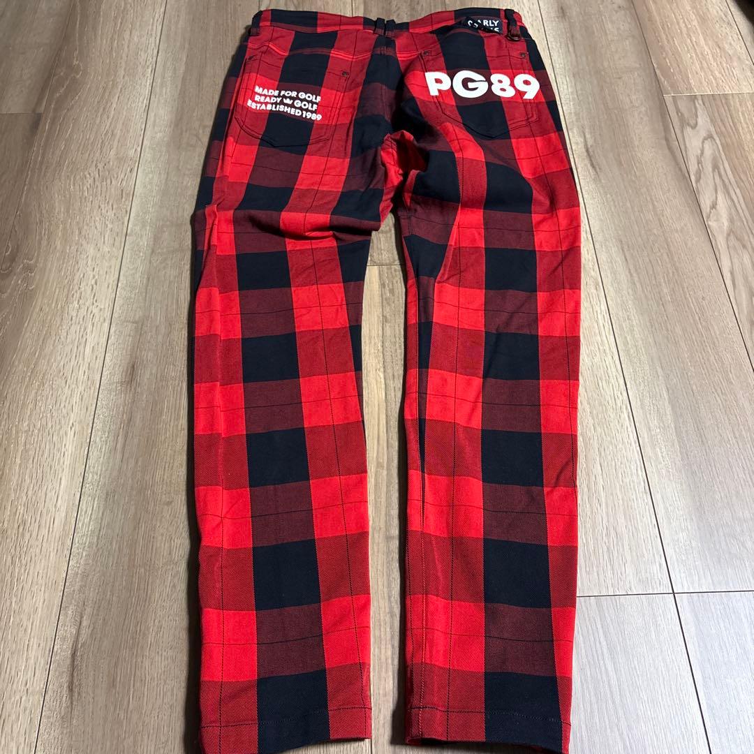 【美品】PEARLY GATES チェックパンツ レッド/ブラック