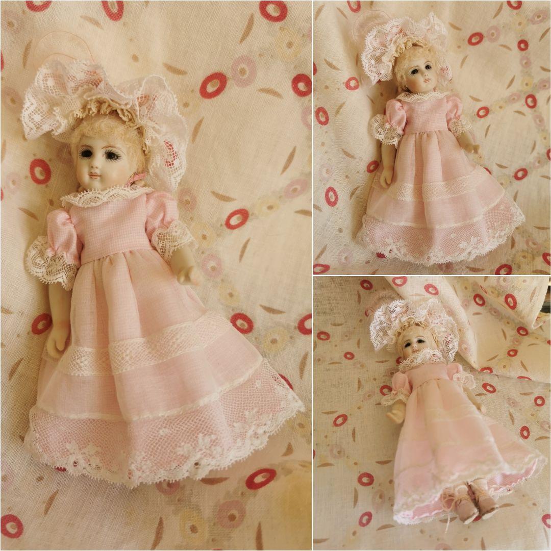 ヴィンテージ 作家物 14.5㎝三つ編のフレンチビスクドール キャシーハンセン作