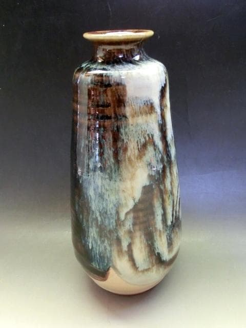 花瓶■釉斑ゆう 清水六兵衛 共箱 花器 花生け 京焼 古美術 時代物 骨董品■