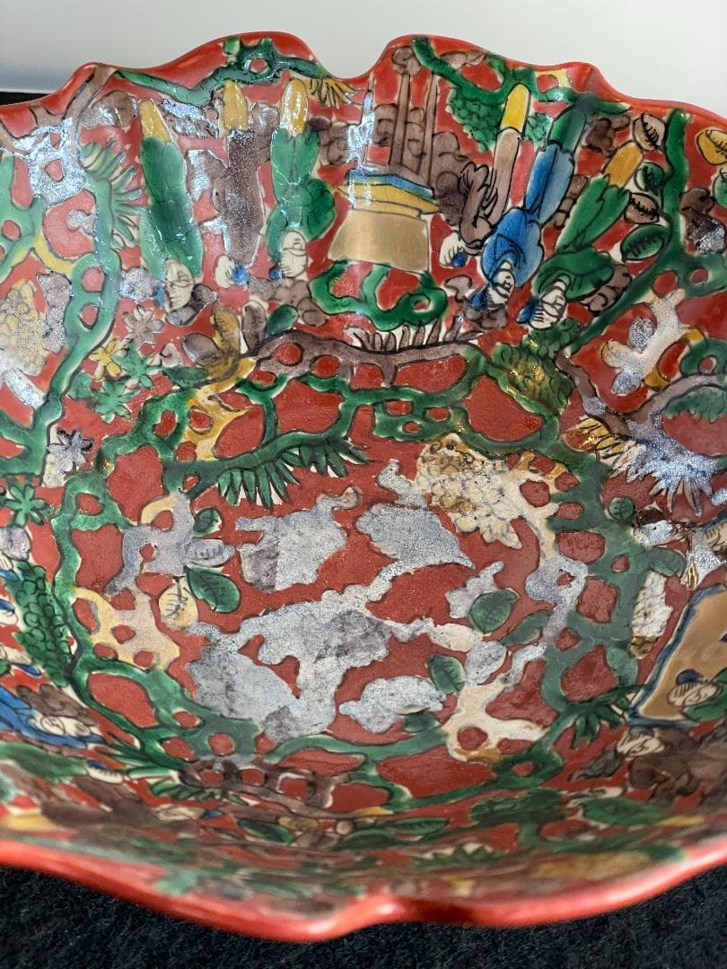 青木木米 赤絵菓子鉢 京焼 共箱 鉢 百寿老人紋 金彩 旧家蔵出 江戸期 美品