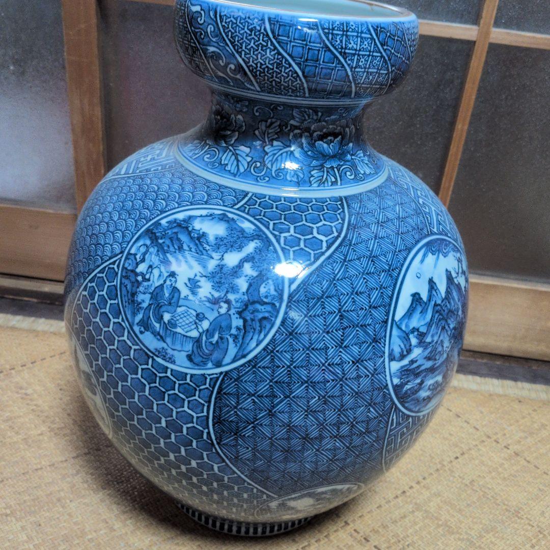 送料込みセール！平安三楽　壺　清水焼　藍