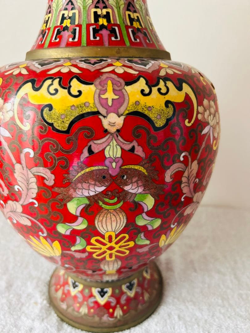 中国美術　七宝大花瓶　高さ39cm