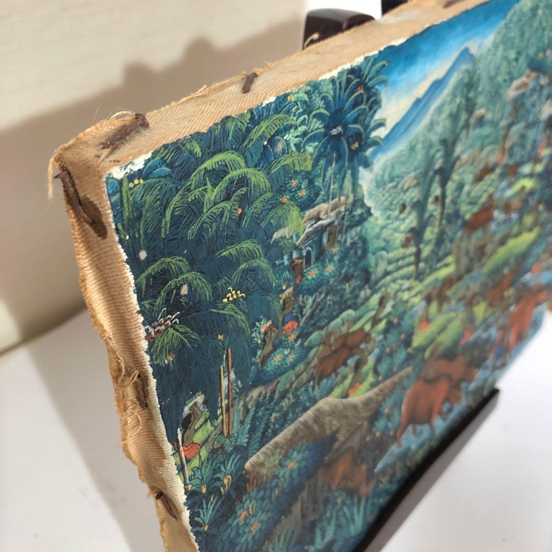 バリ島　油彩画　手描き　木製スタンド付き　一点物アート　アジアンインテリア
