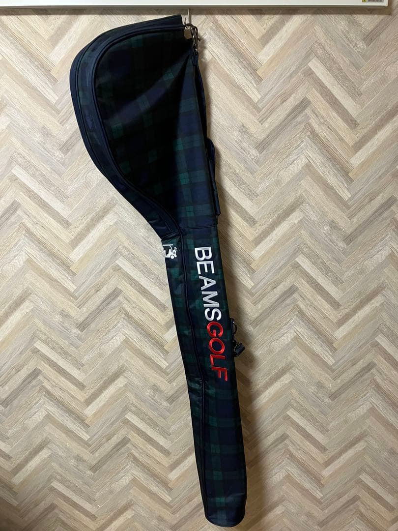 BEAMS GOLF チェック柄キャディバッグ ネイビー