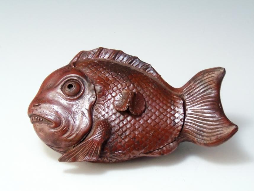 鯛 香炉 置物 古備前 骨董 備前焼 約20cm レア古備前・レア備前焼 和骨董
