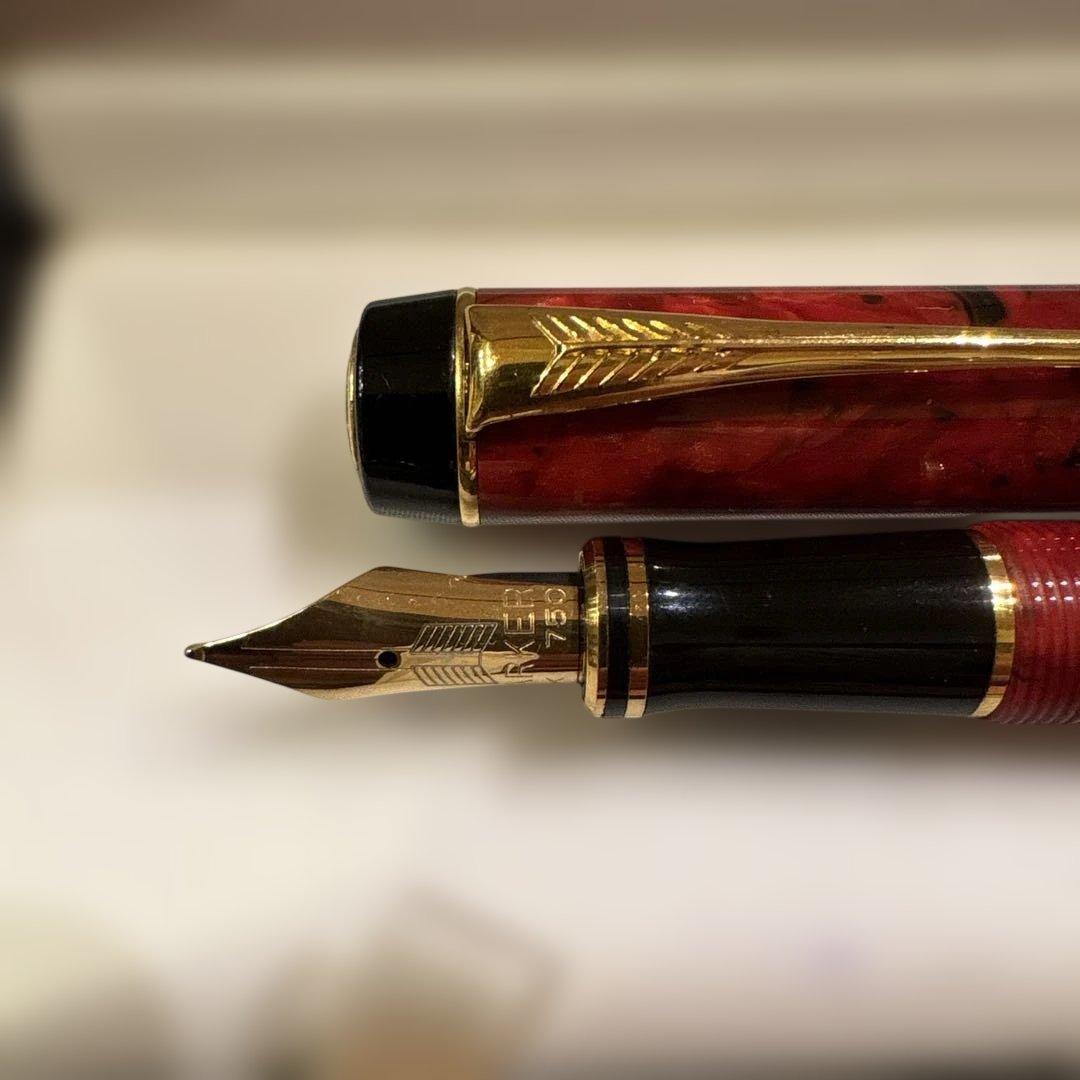 Parker DuoFold 万年筆 赤　マーブル　18金