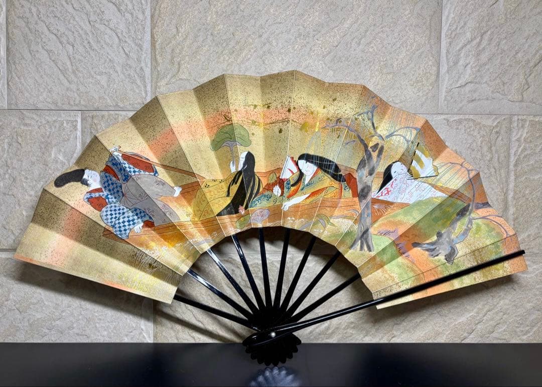 和風扇子 京都宮脇賣扇庵　飾舞扇舟遊び　扇子　舞也古扇　両面　京扇子　舞扇子