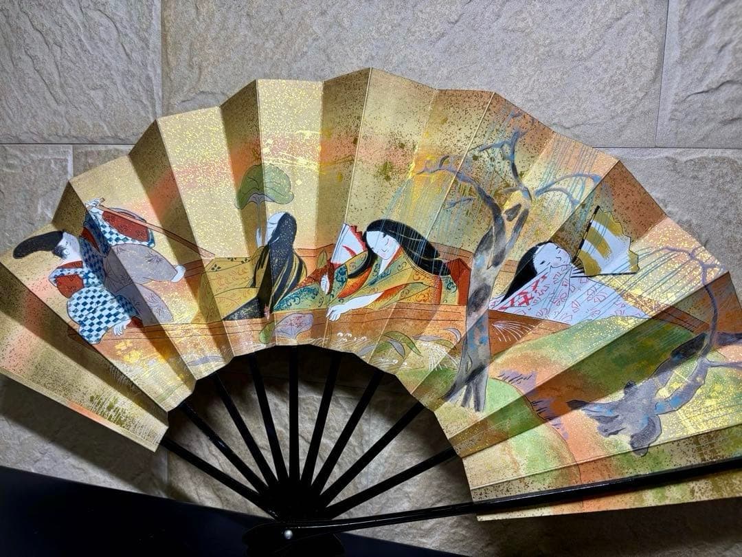 和風扇子 京都宮脇賣扇庵　飾舞扇舟遊び　扇子　舞也古扇　両面　京扇子　舞扇子