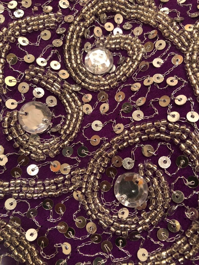 【本格インド衣装】レヘンガ・チョリ 3点セット（パープル×シルバー）