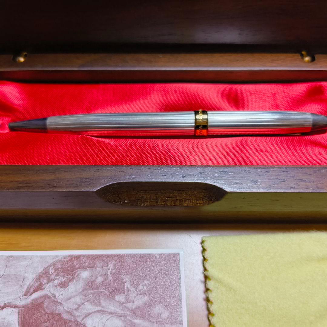 ぺんてる 50周年記念 銀製 ボールペン 木箱入り