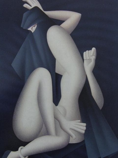 東郷青児、夜の砂紋、希少な大判額装用画集より、新品高級額装付、状態良好