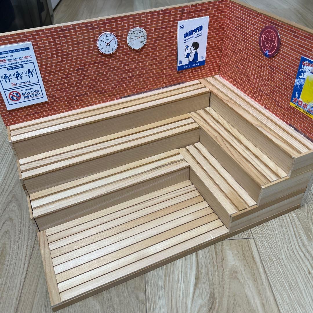 どうぶつサウナ サウナ室ミニチュア(ひのき製）ジオラマ