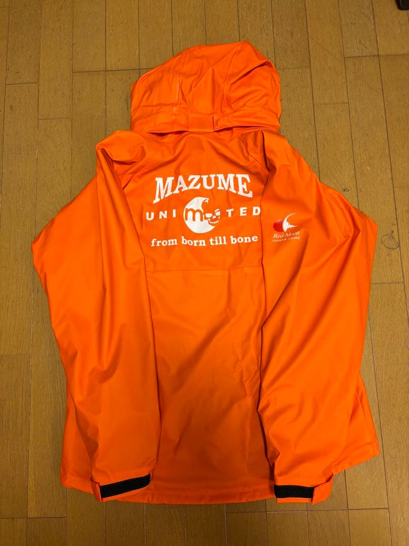 マズメ MZRS-623 オレンジレインジャケットとホワイトパンツセット　L