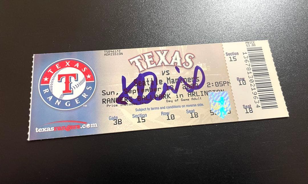 イチロー 直筆サイン 2009年　200安打　 チケット　ミルクリーク社証明書付