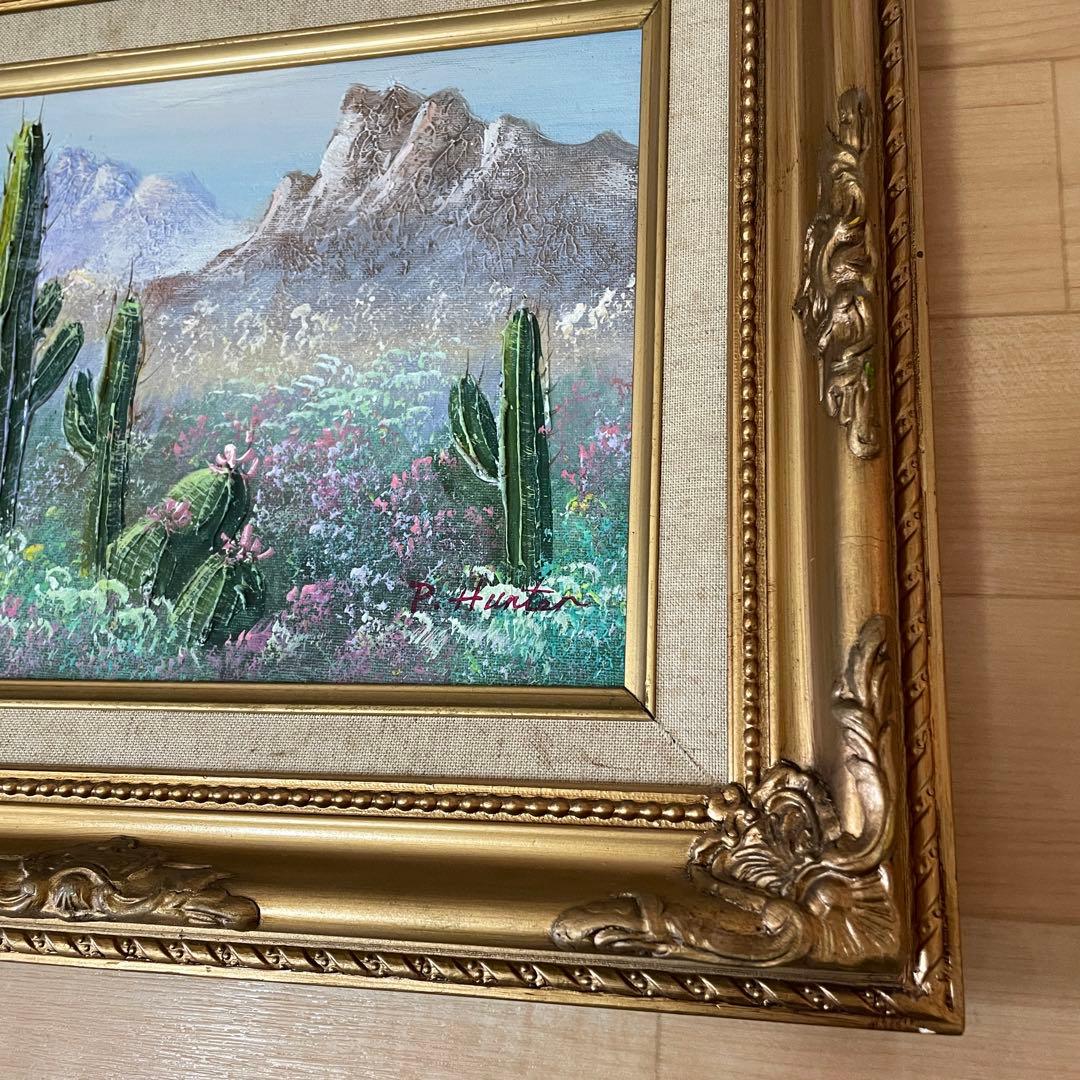Arizona アリゾナ州サボテン アンティーク絵画油彩アメリカインテリアナバホ
