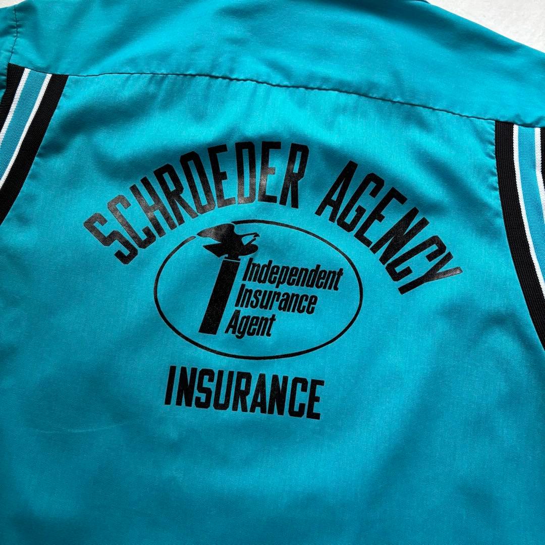 USA製 ヒルトン　ボーリングシャツ　半袖シャツ　ヴィンテージ　古着　ブルー　M