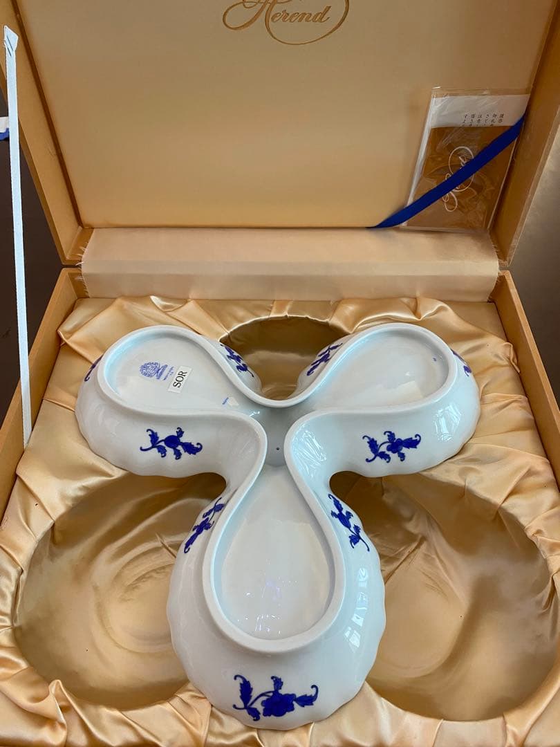 HERENDヘレンド 30cm ポワッソン 3パートレリッシュトレイ マンダリン