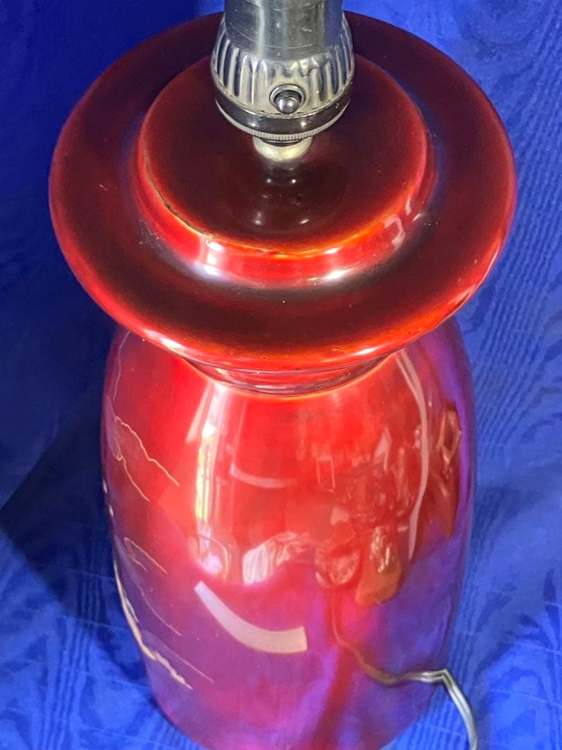 電気スタンド　ビンテージ　漆風　ラデン細工