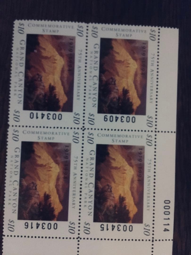 アメリカ　グランドキャニオン国立公園　記念切手　4枚