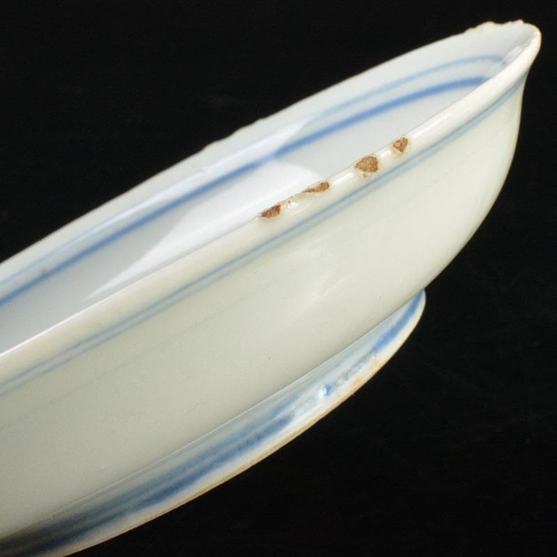 和食器　九谷焼　古九谷　角福銘　染付　古染写　丸文皿　小皿　十客　V　R7019