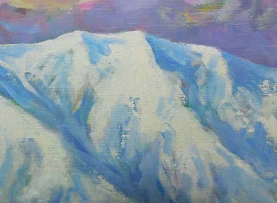 ＊真作＊ 大判大作 田中均「雪の比良(比良天望)」キャンバスに油彩琵琶湖