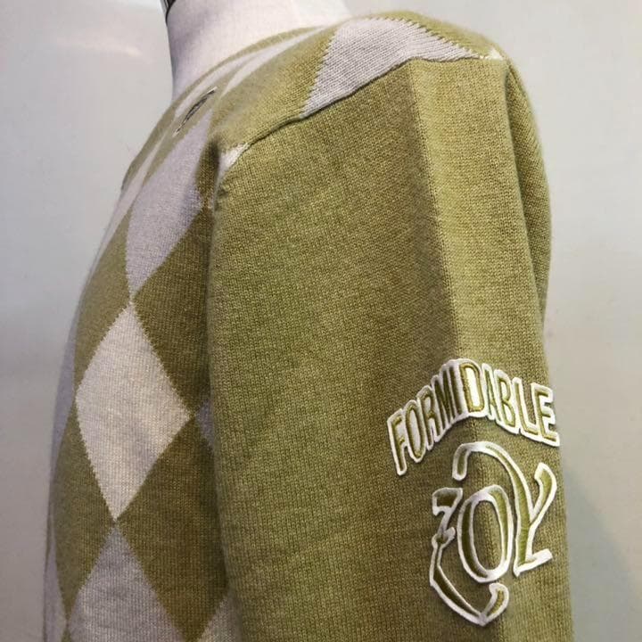 新品未使用 ゾーイ ゴルフ ウール カシミア セーター オリーブ アーガイル